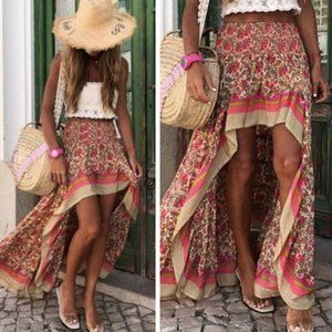 New Bohemian Hi Low Midi Maxi Festival Skirt